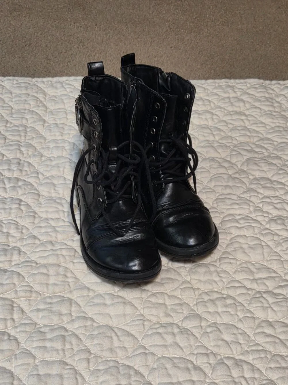 Black Combat Boots Size 2